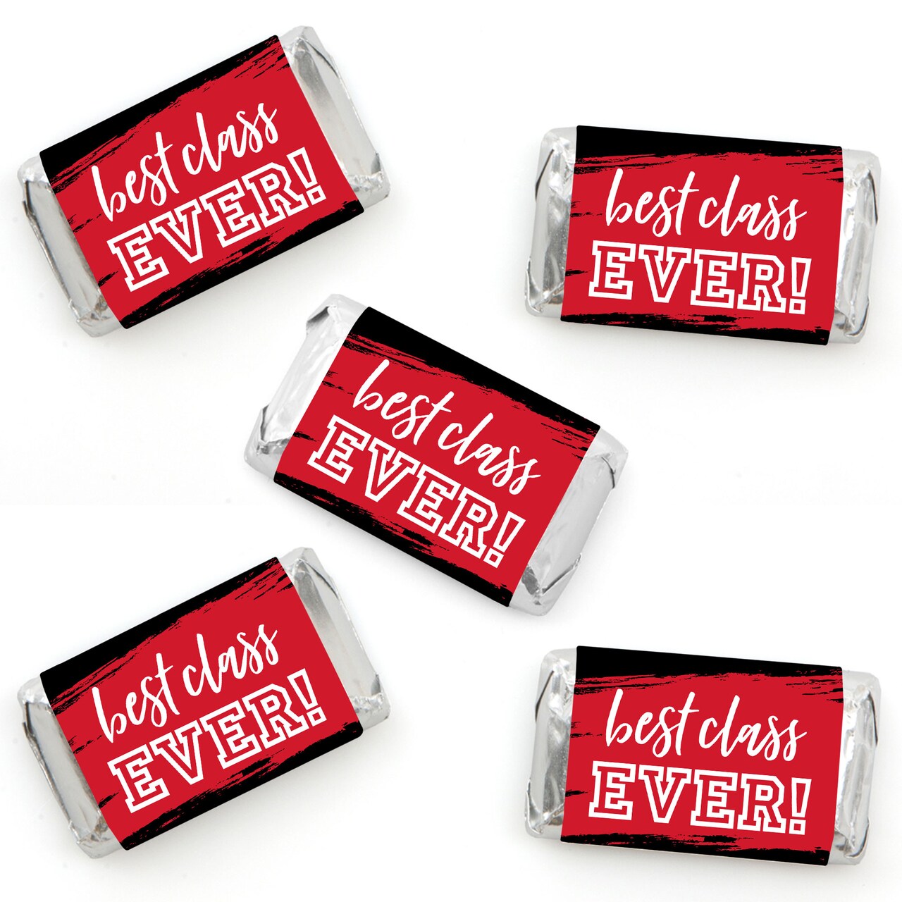 Big Dot of Happiness Reunited Red - Mini Candy Bar Wrapper Stickers - School Class Reunion Party Small Favors - 40 Count
